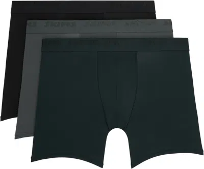 Skims Three-pack Black  Stretch 5 Boxer Briefs In Cypress Multi