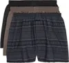 Skims Three-pack Multicolor Cotton Poplin Boxers In Onyx Fair Isle