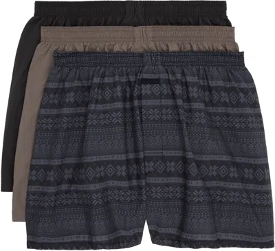 Skims Three-pack Multicolor Cotton Poplin Boxers In Onyx Fair Isle
