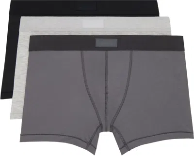 Skims Three-pack Multicolor  Cotton 3 Boxer Briefs In Heather Multi