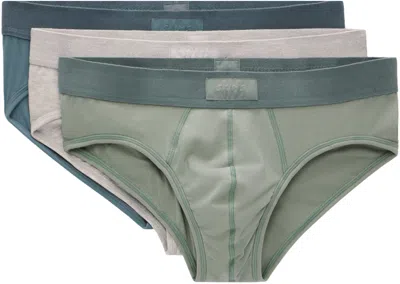 Skims Three-pack Multicolor  Cotton Briefs In Mineral Multi