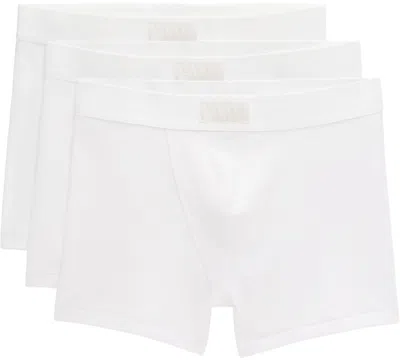 Skims Three-pack White  Cotton 3 Boxer Briefs In Chalk