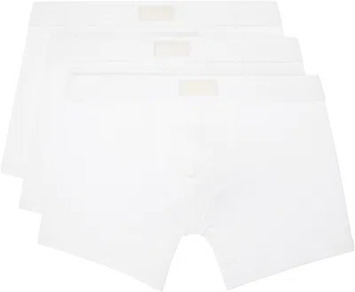 Skims Three-pack White  Cotton 5 Boxer Briefs In Chalk