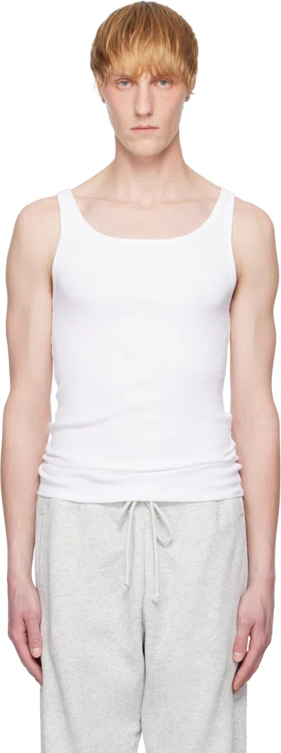Skims Three-pack White  Cotton Rib Tank Tops In Gray