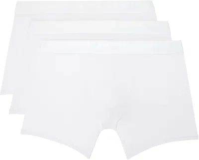 Skims Three-pack White  Stretch 5 Boxer Briefs In Chalk