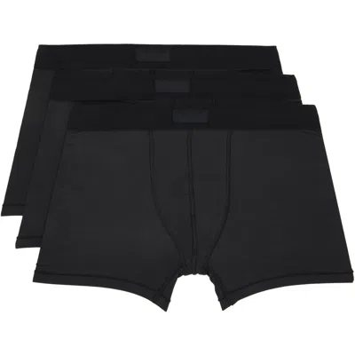Skims Three-pack Black  Cotton 3 Boxer Briefs In Onyx