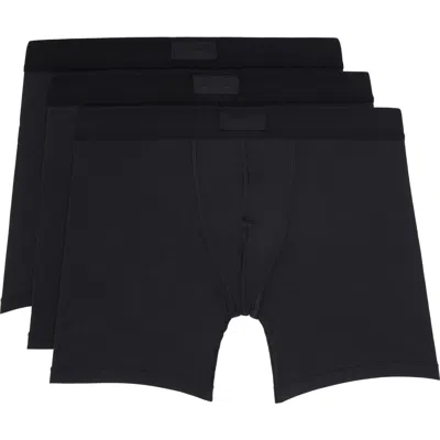 Skims Three-pack Black  Cotton 5 Boxer Briefs In Onyx