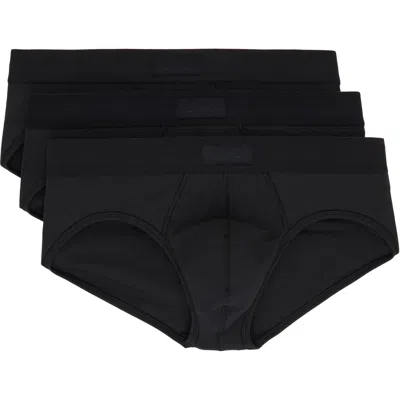 Skims Three-pack Black  Cotton Briefs In Onyx