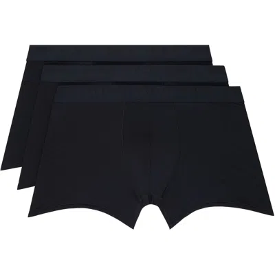 Skims Three-pack Black  Stretch 3 Boxer Briefs In Obsidian