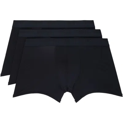 Skims Three-pack Black  Stretch 3 Boxer Briefs In Obsidian