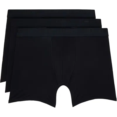 Skims Three-pack Black  Stretch 5 Boxer Briefs In Obsidian