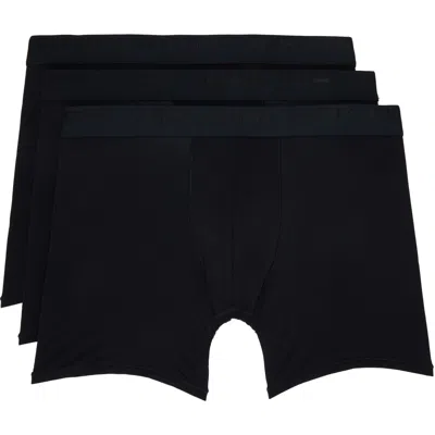 Skims Three-pack Black  Stretch 5 Boxer Briefs In Obsidian