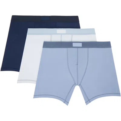 Skims Three-pack Blue  Cotton 5 Boxer Briefs In Multi