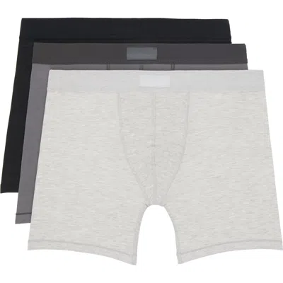 Skims Three-pack Gray  Cotton 5 Boxer Briefs In Multi