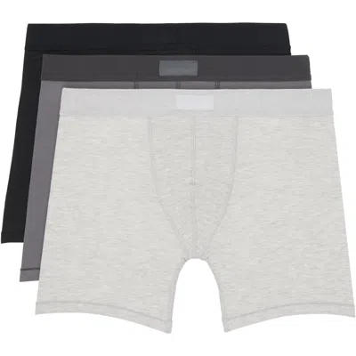 Skims Three-pack Multicolor  Cotton 5 Boxer Briefs In Heather Multi
