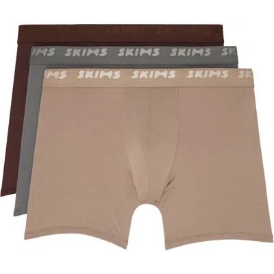 Skims Three-pack Multicolor  Stretch 5 Boxer Briefs In Desert Multi