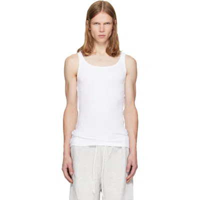 Skims Three-pack White  Cotton Rib Tank Tops In Chalk