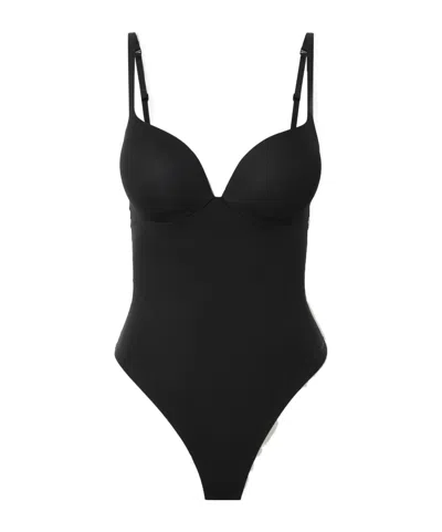 Skims T-shaped Bodysuit In Black