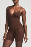 Skims Ultimate Body Push-up Enhancing Padded Midthigh Bodysuit In Brown