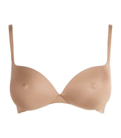 Skims Ultimate Nipple Wireless Push-up Bra In Brown