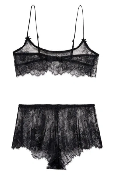 Skims Ultrafine Lace Scoop Bralette In Onyx