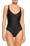 Skims Unlined Plunge Thong Bodysuit In Black
