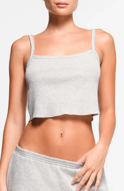 Skims Waffle Crop Camisole In Light Heather Grey