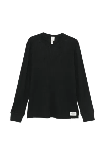 Skims Waffle-knit Logo-patch Sweatshirt In Black