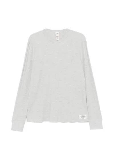Skims Waffle-knit Long-sleeve Sweatshirt In Grey