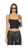 Skims Warp Knit Lace Cropped Cami In Black
