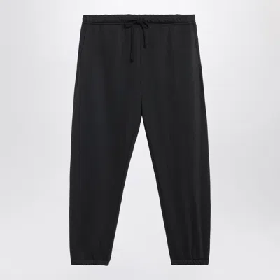 Skims Washed Cotton Fleece Jogging Trousers With Relaxed Straight Leg In Black