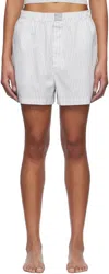 Skims Boxer Striped Cotton-poplin Shorts In Zen Blue Stripe