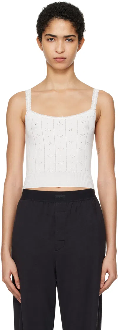 Skims White Sweater Pointelle Camisole In Marble