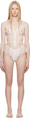 Skims White Ultra Fine Lace Teddy Bodysuit