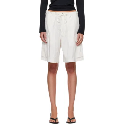 Skims White Woven Cotton Oversized Cargo Shorts In Egret