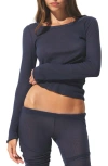 Skims Wide Crewneck Long Sleeve Top In Blue