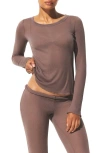 Skims Wide Crewneck Long Sleeve Top In Neutral