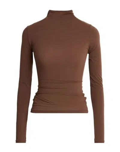 Skims Woman T-shirt Brown Size L Polyamide, Elastane