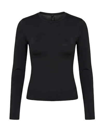Skims Woman T-shirt Charcoal Size Xxs Polyamide, Elastane In Black