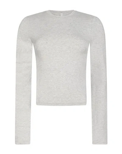 Skims Woman T-shirt Light Grey Size Xl Cotton, Elastane In Gray