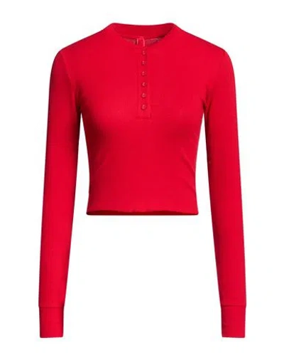 Skims Woman T-shirt Red Size Xs Cotton, Elastane