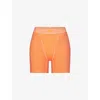Skims Womens Apricot Cotton Rib Logo-waistband Stretch-cotton Boxer Shorts
