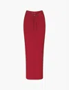 Skims Womens Brick Soft Long Ruched-front Stretch-jersey Maxi Skirt In Red