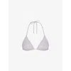 Skims Womens Chrome Signature Swim Triangle Padded Stretch Recycled-nylon Bikini Top
