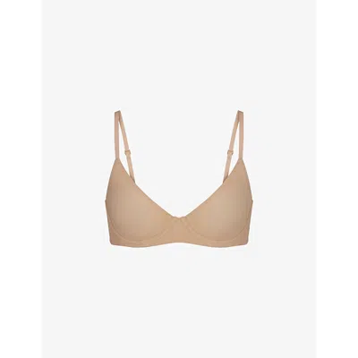 Skims Womens Clay Fits Everybody Unlined Stretch-woven Bra