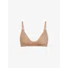 Skims Womens Clay Wireless Form Logo-embossed Padded Stretch-cotton Bra