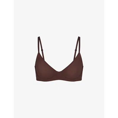 Skims Womens Cocoa Fits Everybody Demi Unlined Stretch-woven Bra