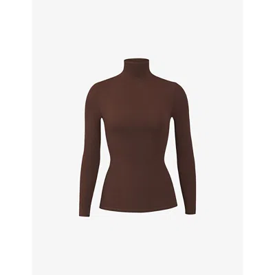 Skims Womens Cocoa Fits Everybody Turtleneck Stretch-woven Top