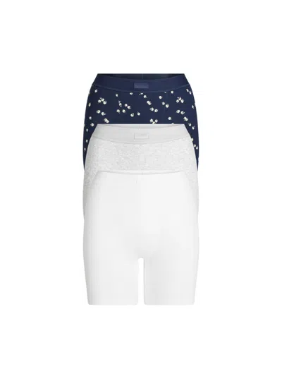 Skims Women's Cotton Rib Boxer 3-pack In Blue
