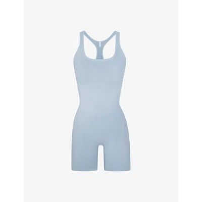 Skims Womens Denim Outdoor Racer-back Stretch Cotton-blend Body In Denim